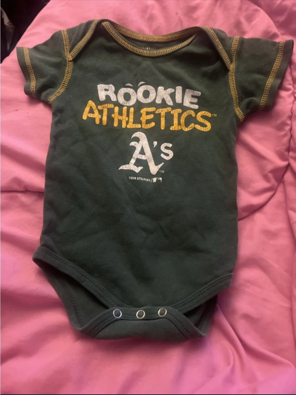 GAP Dark Green 'Rookie Athletics' One-Piece with Yellow Print